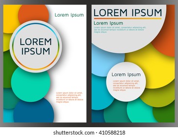 Abstract background. Modern material design with multicolored geometric shapes. Colorful rounds shadow. Vector illustration.