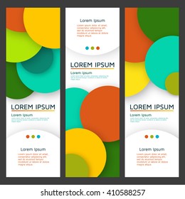 Abstract background. Modern material design with multicolored geometric shapes. Colorful rounds shadow. Vector illustration.