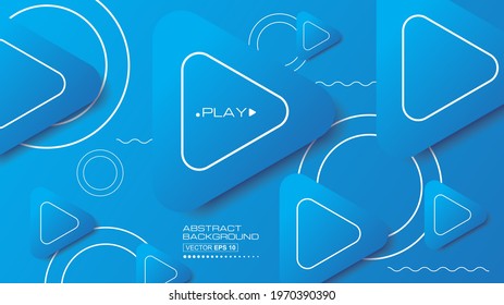 Abstract background modern with play button icon futuristic graphic. blue background circle lines. Vector abstract background illustration.