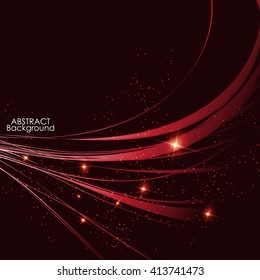 Abstract background with modern red line wave pattern.