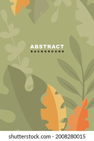 Abstrakter Hintergrund im modernen Stil mit Blättern und Pflanzen. Trendeinfache Vektorgrafik für Cover-Design-Vorlage, Einladung, Poster, Flyer, Social Media-Geschichte, Banner