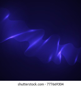 abstract background in modern style, vector illustrations.Blue glowing, artistic colored wavy lines. creative graphic design. Decoration wall concept.