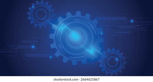 Abstract background of modern technology with the concept of Gear mechanism and circuit board. Vector illustration of digital and futuristic technology. Eps. 3