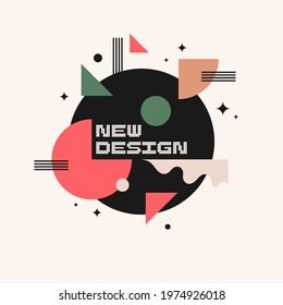 Abstract background in a modern trendy style. Poster with simple flat organic shapes, geometric shapes and lines. Compositions of color spots. Vector illustration. A template for placing text.