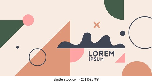 Abstract background in a modern trendy style. Poster with simple flat organic shapes, geometric shapes.