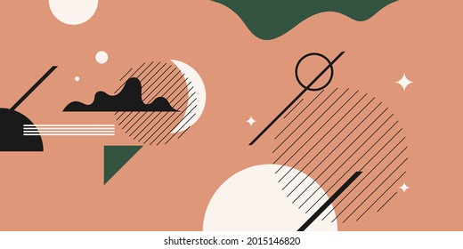 Abstract background in a modern trendy style. Poster with simple flat organic shapes, geometric shapes.