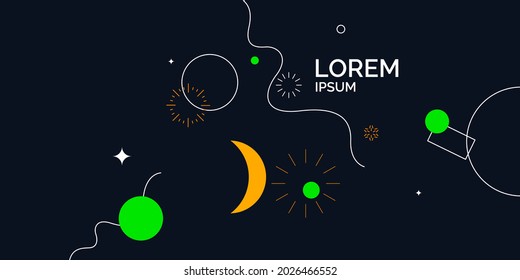 Abstract background in a modern trendy style. Poster with simple flat different geometric shapes.