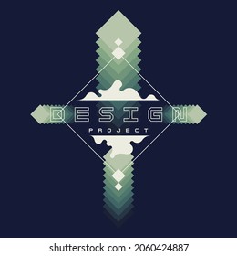 Abstract background in a modern trendy style. Poster with simple flat different geometric shapes.