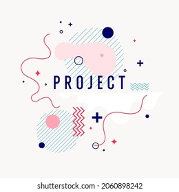Abstract background in a modern trendy style. Poster with simple flat different geometric shapes.