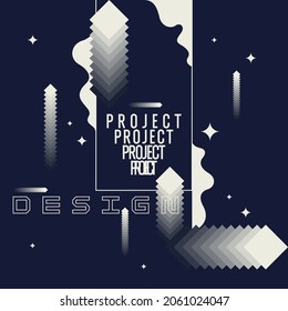 Abstract background in a modern trendy style. Poster with simple flat different geometric shapes.