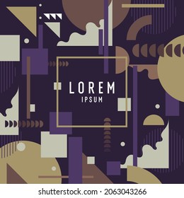 Abstract background in a modern trendy style. Poster with simple flat different geometric shapes.