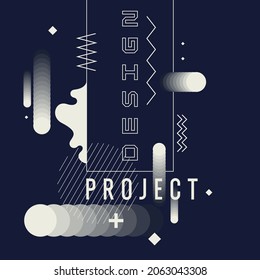 Abstract background in a modern trendy style. Poster with simple flat different geometric shapes.