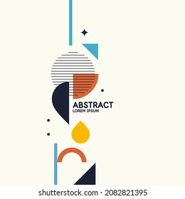 Abstract background in a modern trendy style. Poster with simple flat different geometric shapes.