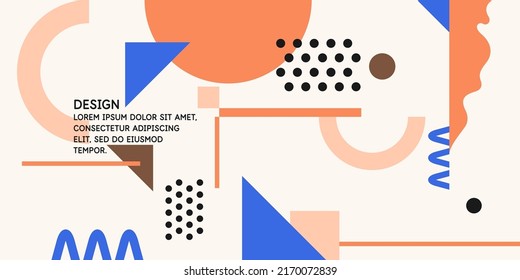 Abstract background in a modern trendy style. Poster with simple flat geometric shapes.