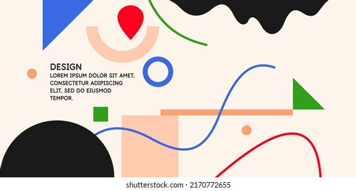 Abstract background in a modern trendy style. Poster with simple flat organic shapes, geometric shapes.