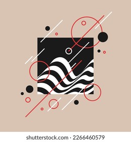 Abstract background in a modern trendy style. Poster with simple flat organic shapes, geometric shapes and lines.