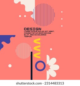 Resumen de los antecedentes en un estilo moderno y de moda. Cartel con formas orgánicas planas simples, formas geométricas y líneas.