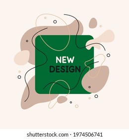 Abstract background in a modern trendy style.Poster with simple flat organic shapes and lines. Compositions of color spots. Vector illustration. A template for placing text.