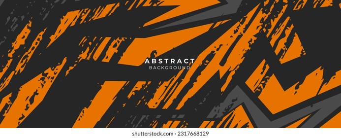 Abstract background modern vector racing 3d grey and orange. Grunge banner background illustration