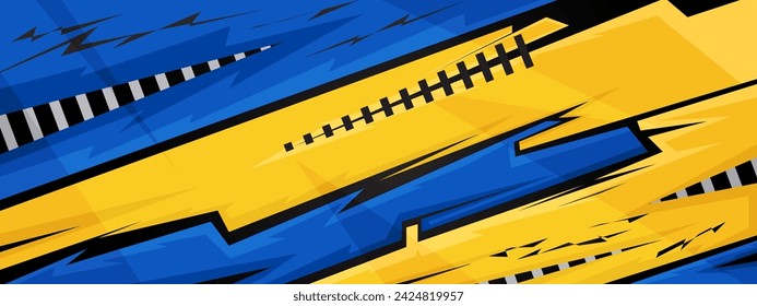 Fondo abstracto vector moderno de carreras 3d amarillo y azul. Grunge banner ilustración de fondo