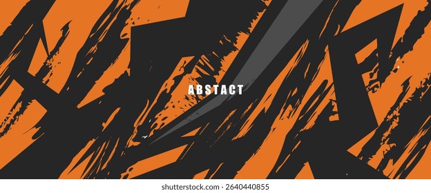 Abstract background modern vector racing 3d grey and orange. Grunge banner background illustration