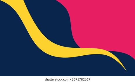 Fondo Abstractas con Formas onduladas modernas en azul oscuro, rosa y amarillo. Fondo abstracto ondulado minimalista.