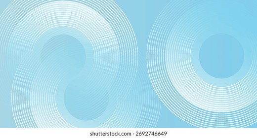 Abstrakter Hintergrund mit modernen weißen und blauen Farbverlauf-Kreislinien Effekt. Einfaches und elegantes Hintergrunddesign für Cover, Zertifikate, Präsentationen und Karten. Vektorgrafik EPS. 3