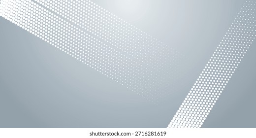 Abstract background with a modern white halftone design. Minimalist background concept with futuristic white dots. VOL. 5