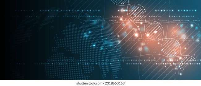 Antecedentes abstractos, concepto mundial de la tecnología de la ciencia molecular y digital.