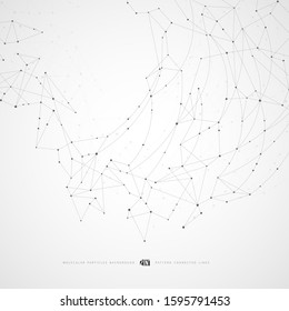 Abstract background with a molecular structure from circles and lines. Global network connection. Banner template for technology. Geometric geometric pattern