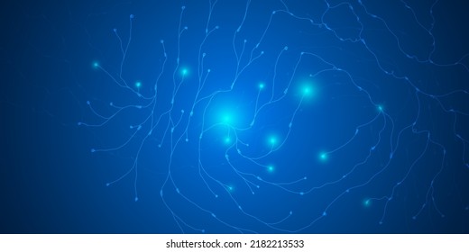 Abstract Background With Molecular Structure From Freehand Sketch Lines. Connection To The Global Network. Technology Banner Template. Neural Connections Of The Brain.