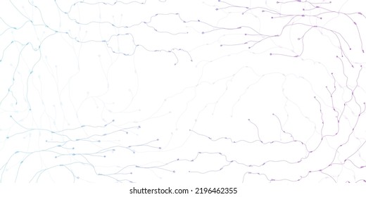 Abstract Background With Molecular Structure From Freehand Sketch Lines. Connection To The Global Network. Technology Banner Template. Neural Connections Of The Brain.