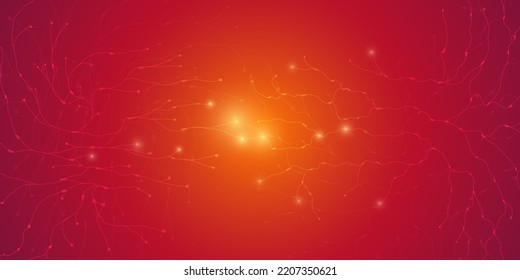 Abstract Background With Molecular Structure From Freehand Sketch Lines. Connection To The Global Network. Technology Banner Template. Neural Connections Of The Brain.