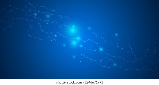 Abstrakter Hintergrund mit molekularer Struktur aus Freibord- und Skizzenlinien. Verbindung zum globalen Netzwerk. Technologie-Banner-Vorlage. Nervenverbindungen des Gehirns.
