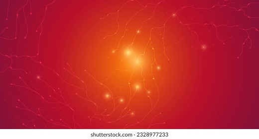 Abstract background with molecular structure from freehand sketch lines. Connection to the global network. Technology banner template. Neural connections of the brain.