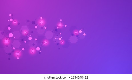 Abstract background of molecular structures. Molecules or DNA strand Technological, science and medicine concept.