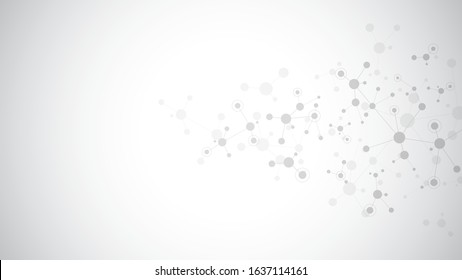 Abstract background of molecular structures. Molecules or DNA strand, genetic engineering, neural network, innovation technology, scientific research. Technological, science and medicine concept.