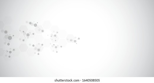 Abstract background of molecular structures. Molecules or DNA strand, genetic engineering, neural network, innovation technology, scientific research. Technological, science and medicine concept.