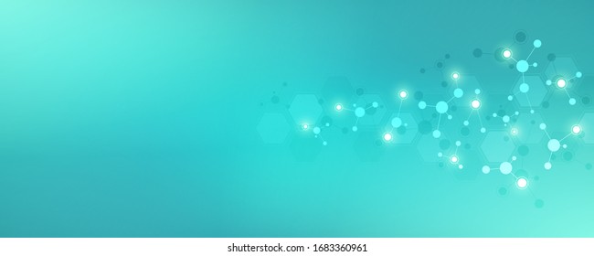 Abstract background of molecular structures. Molecules or DNA strand, genetic engineering, neural network, innovation technology, scientific research. Technological, science and medicine concept.