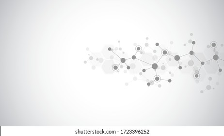 Abstract background of molecular structures. Molecules or DNA strand, genetic engineering, neural network, innovation technology, scientific research. Technological, science and medicine concept.