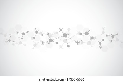 Abstract background of molecular structures. Molecules or DNA strand, genetic engineering, neural network, innovation technology, scientific research. Technological, science and medicine concept.