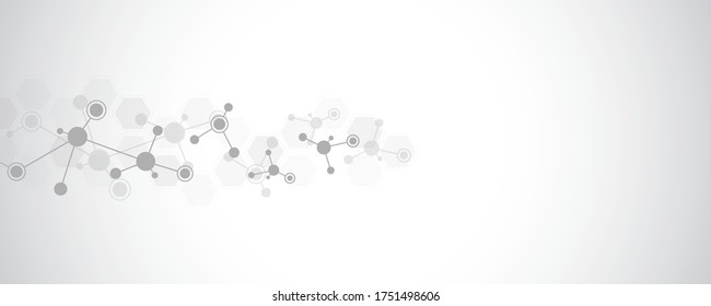 Abstract background of molecular structures. Molecules or DNA strand, genetic engineering, neural network, innovation technology, scientific research. Technological, science and medicine concept.