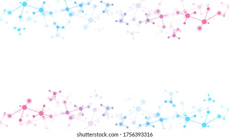 Abstract background of molecular structures. Molecules or DNA strand, genetic engineering, neural network, innovation technology, scientific research. Technological, science and medicine concept.