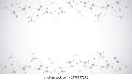 Abstract background of molecular structures. Molecules or DNA strand, genetic engineering, neural network, innovation technology, scientific research. Technological, science and medicine concept.