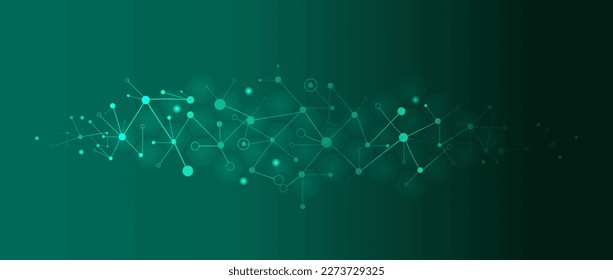 Abstract background of molecular structures. Molecules or DNA chain, genetic engineering, neural networks, innovative technologies, scientific research. Concept of technology, science and medicine.