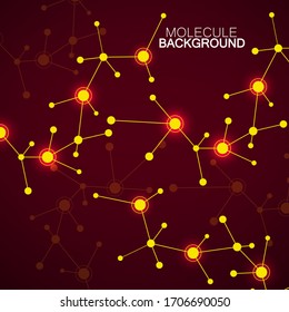 Abstract background of molecules, connected structure. Dna, atom, neurons. Scientific concept for your design. Vector illustration