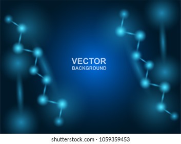 Abstract background. molecules design. Atoms. Medical or Science background . Molecular structure with blue spherical particles. Vector illustration.