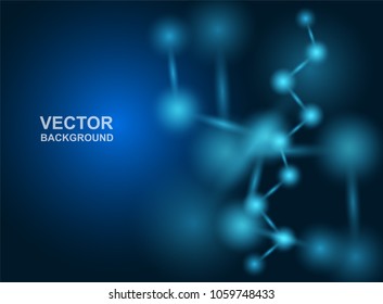 Abstract background. molecules design. Atoms. Medical or Science background . Molecular structure with blue spherical particles. Vector illustration.