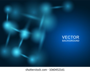 Abstract background. molecules design. Atoms. Medical or Science background . Molecular structure with blue spherical particles. Vector illustration.