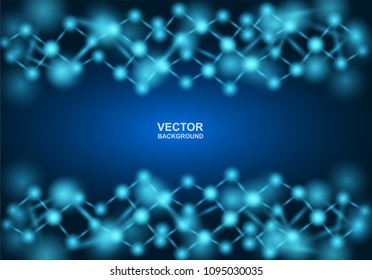Abstract background. molecules design. Atoms. Medical or Science background . Molecular structure with blue spherical particles. Vector illustration.
